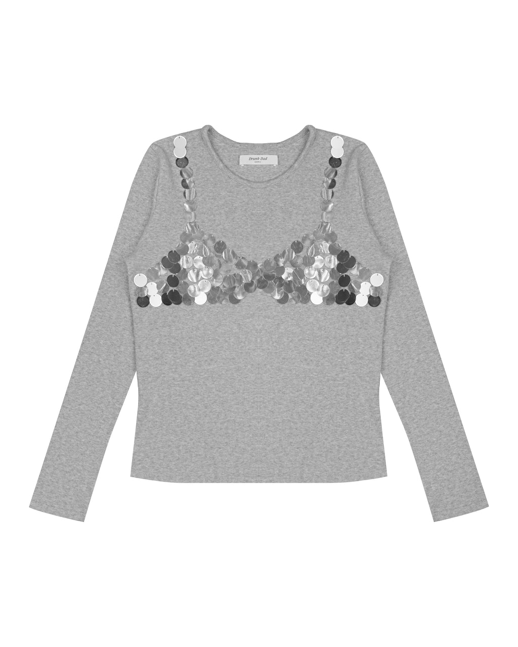 Sequined Bra Long Sleeve Top