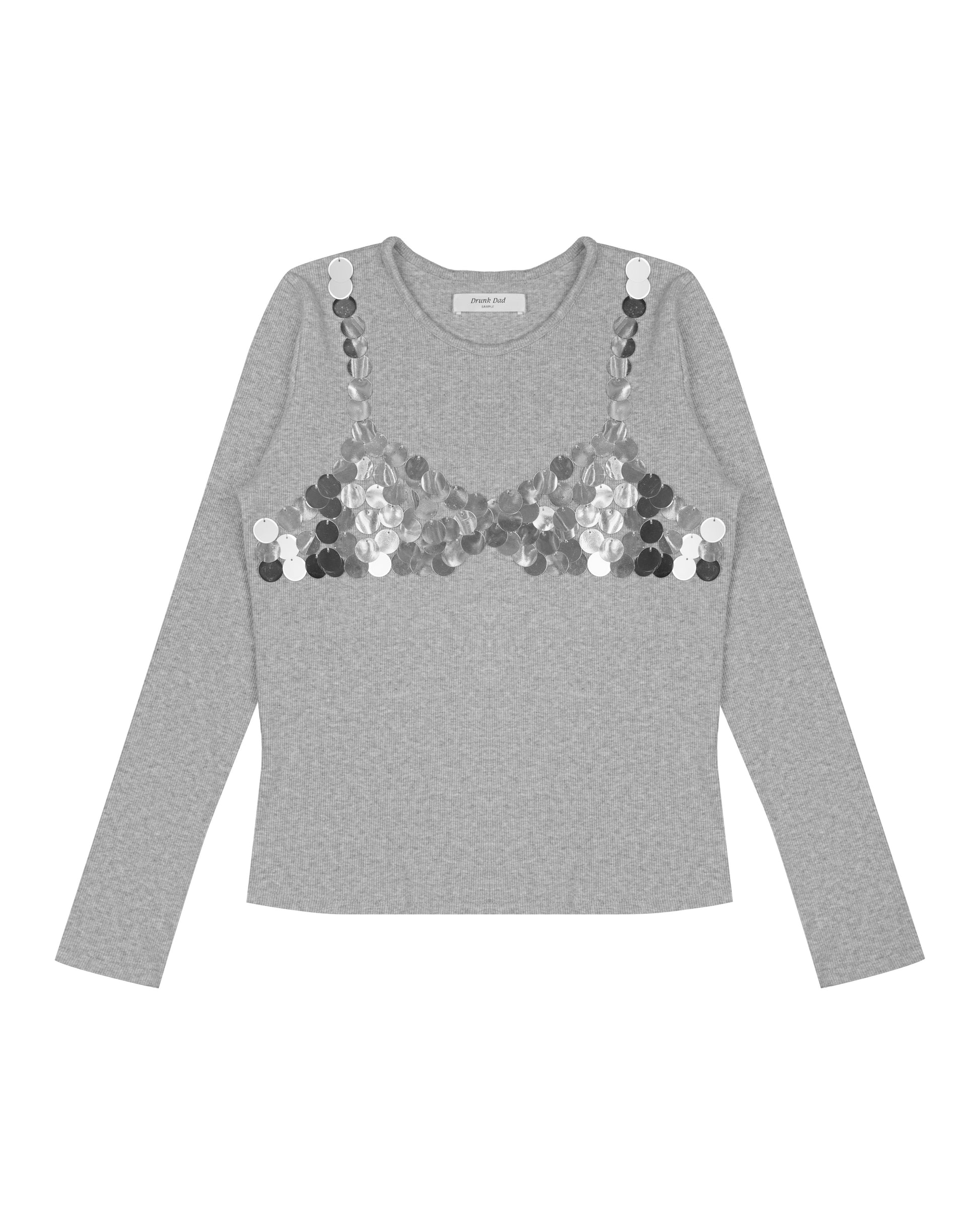 Sequined Bra Long Sleeve Top