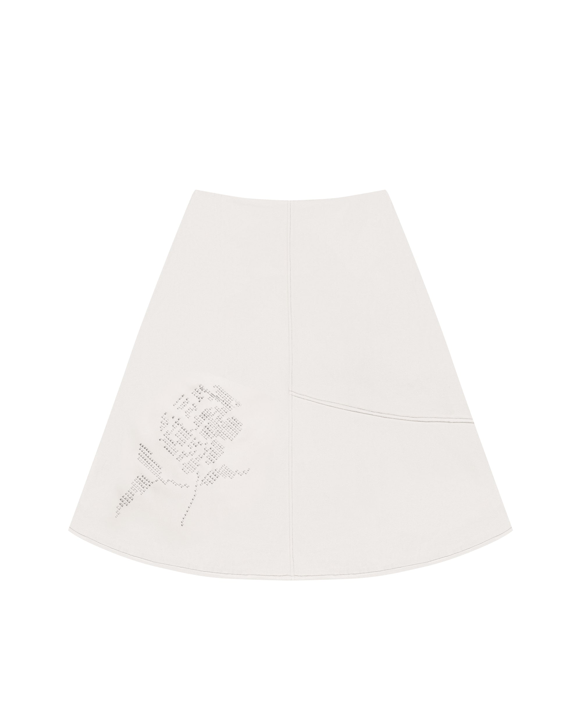 Paneled Suede Skirt in Bone