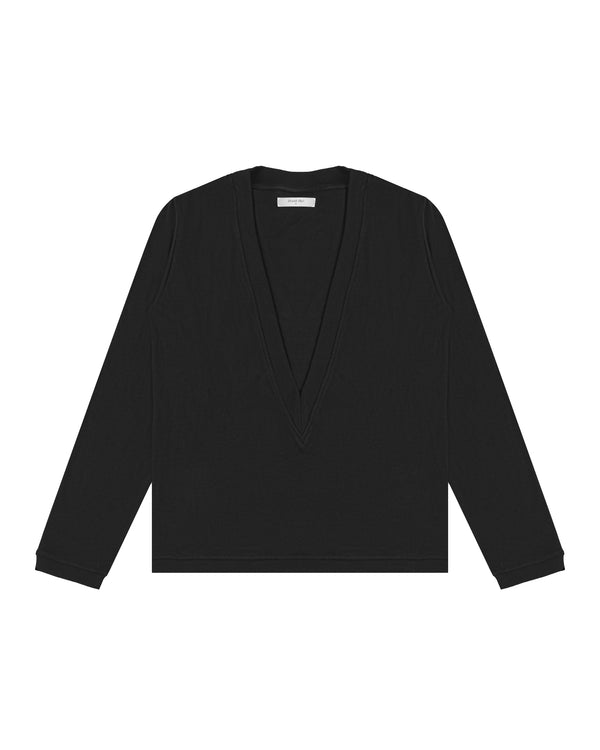 Extra Low V-Neck Sweater in Black