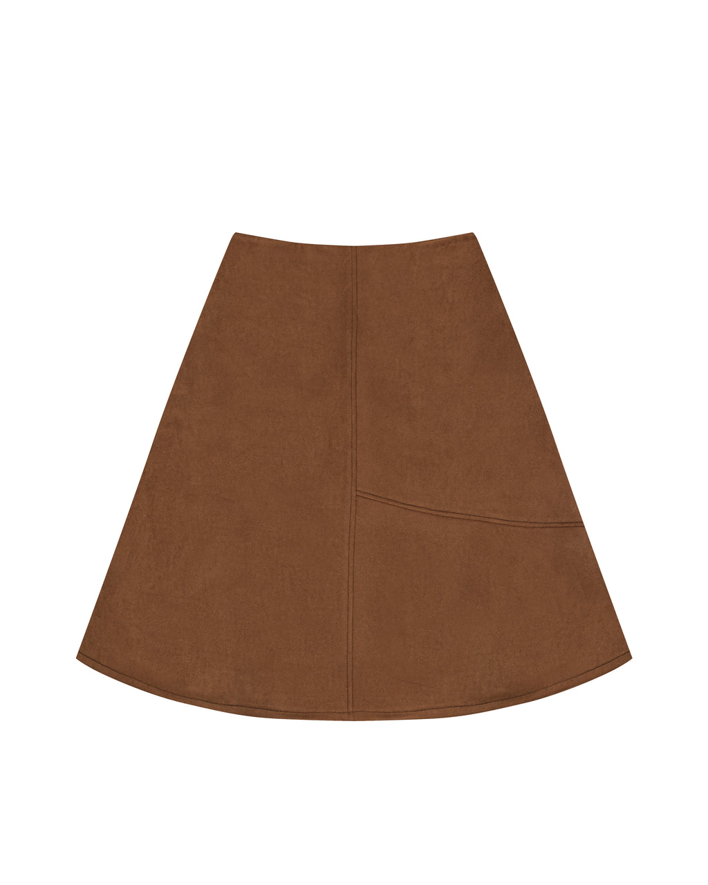 Paneled Suede Skirt in Tan