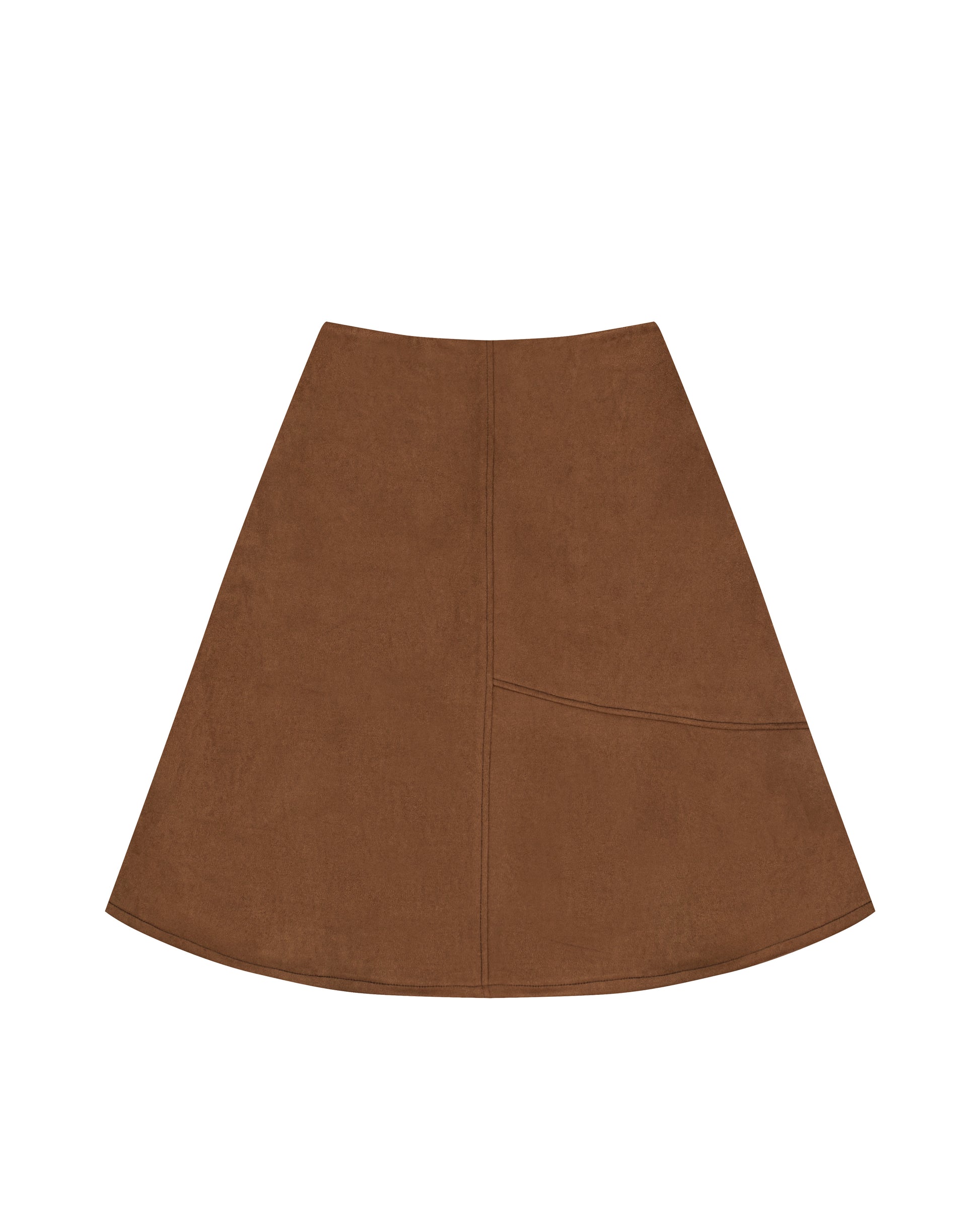 Paneled Suede Skirt in Tan