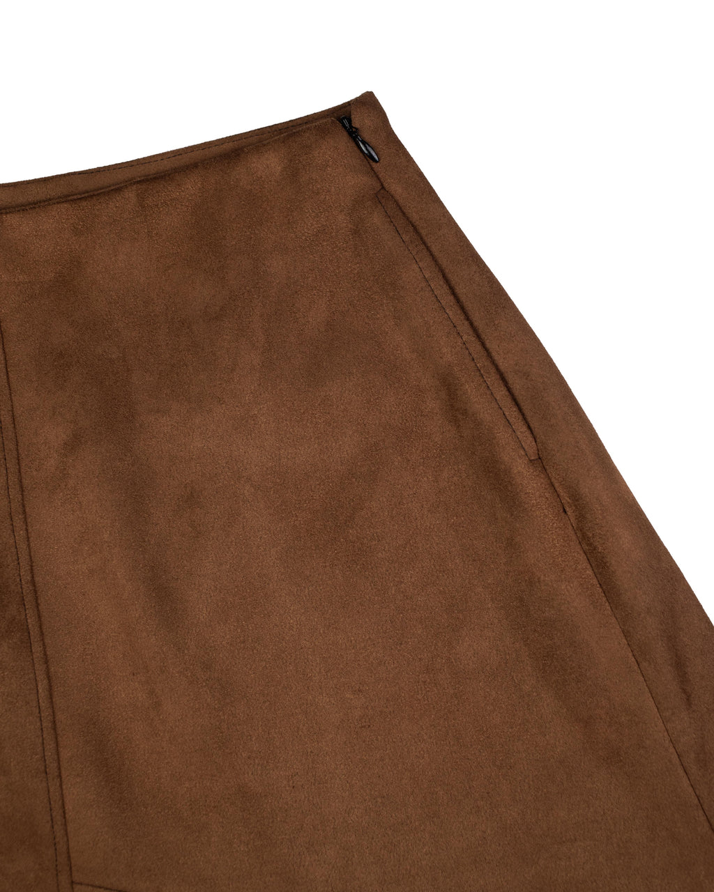 Paneled Suede Skirt in Tan