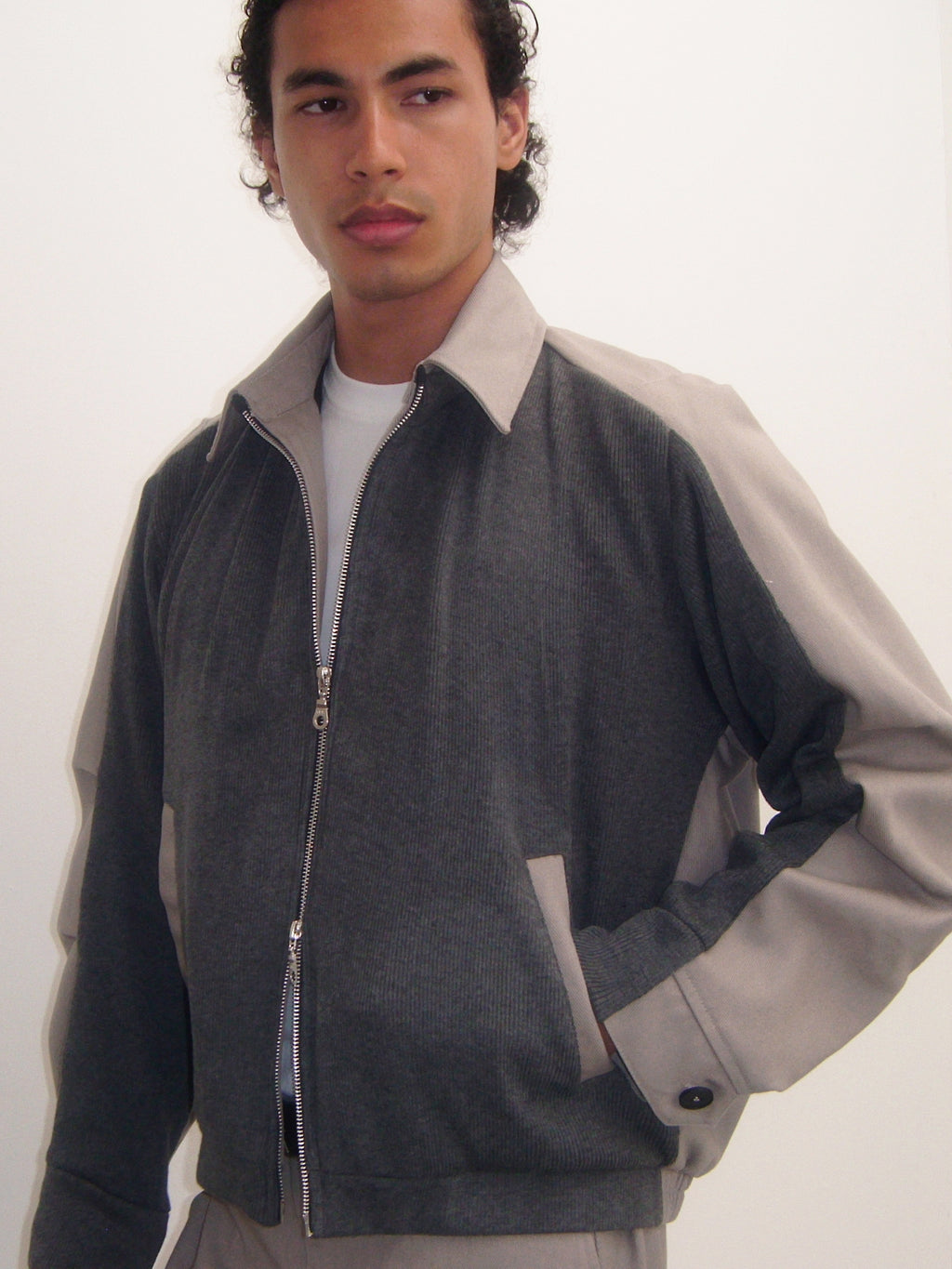 Half Knit Half Canvas Jacket