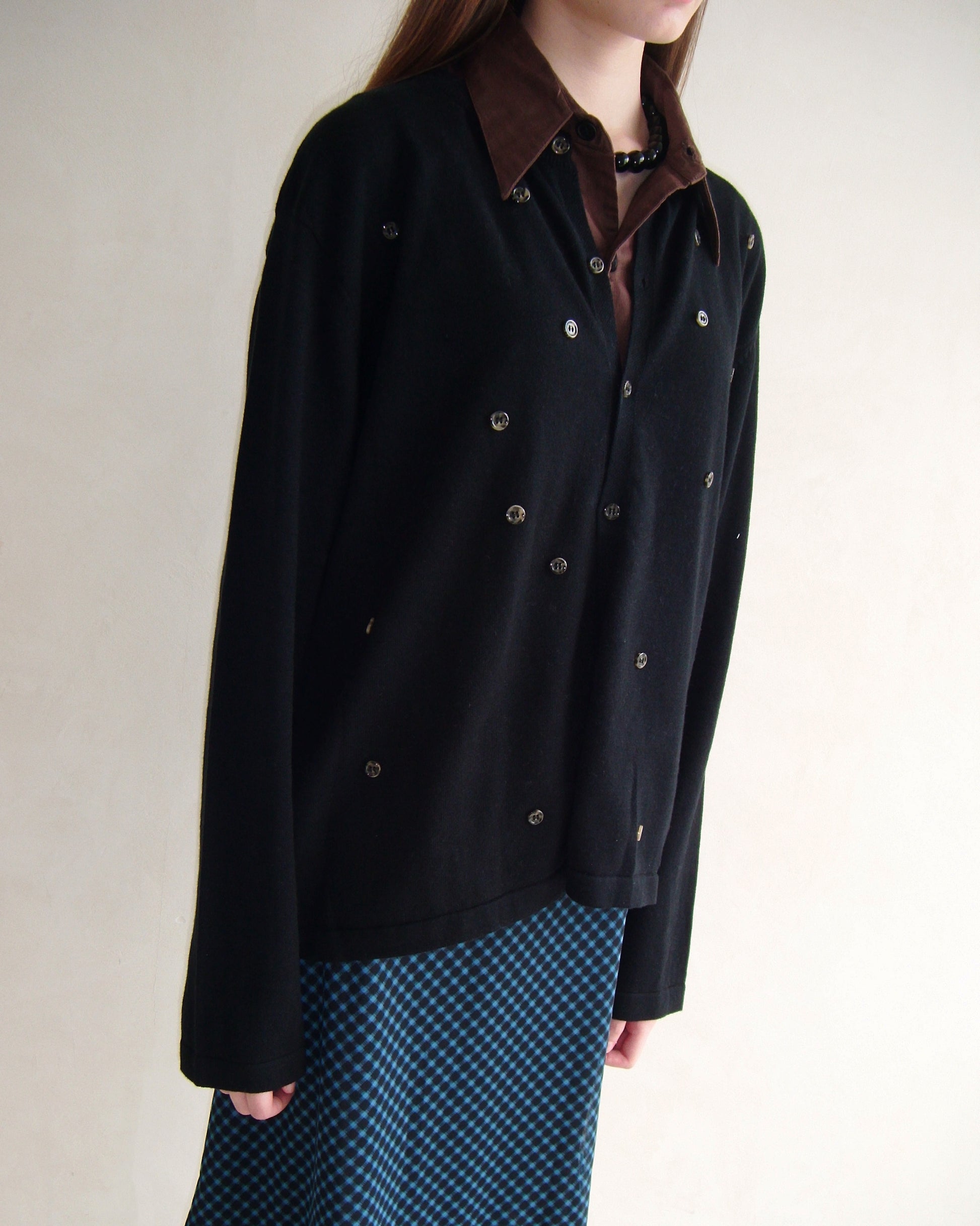 Multi Buttons Cardigan in Black
