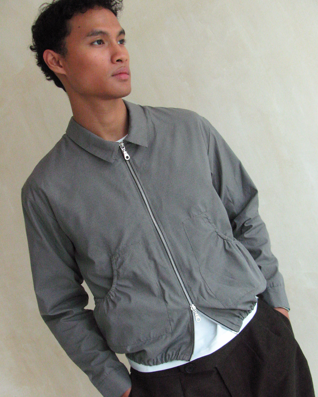 Ruched Pocket Easy Jacket