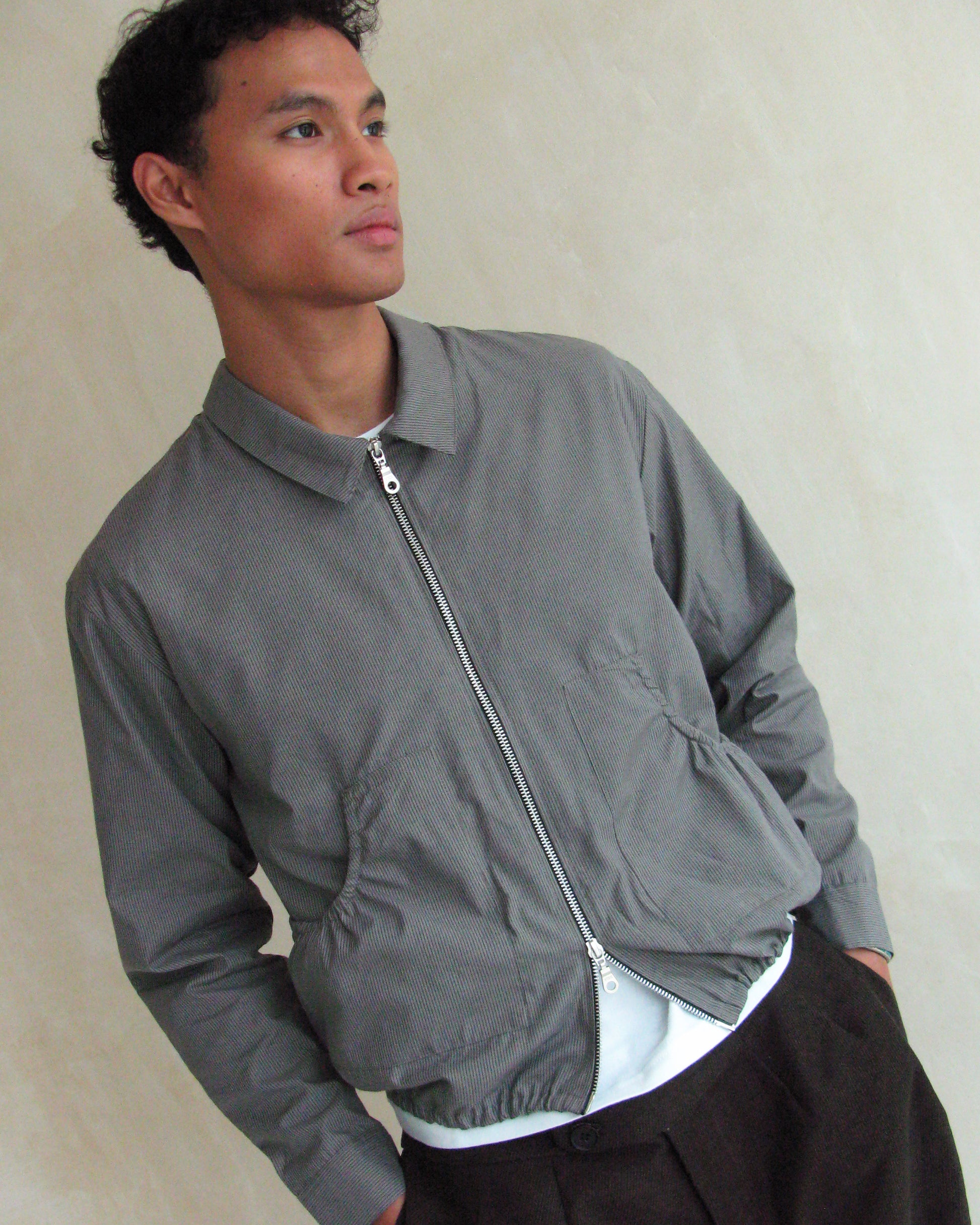 Ruched Pocket Easy Jacket