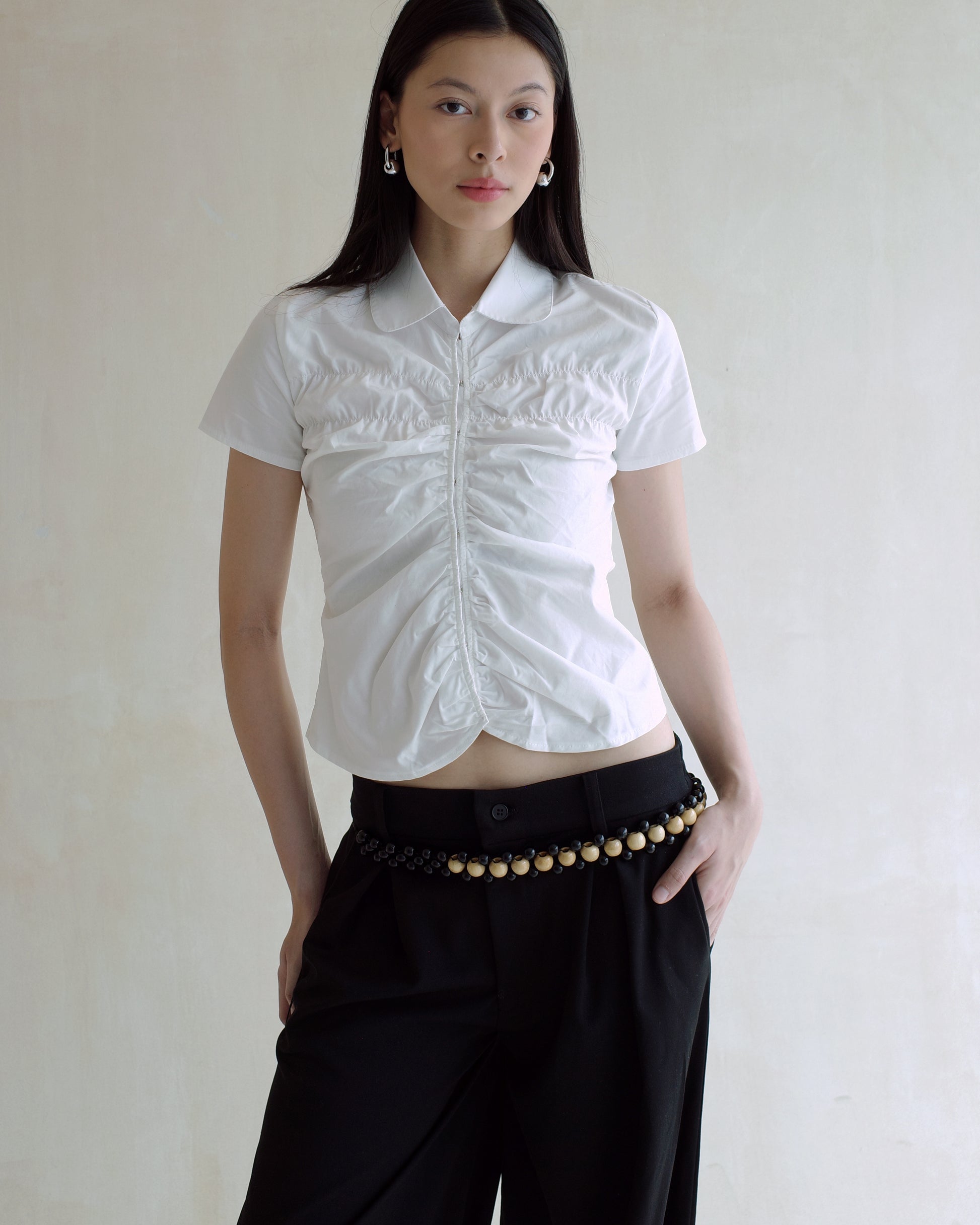 Easy Ruched Shirt in White