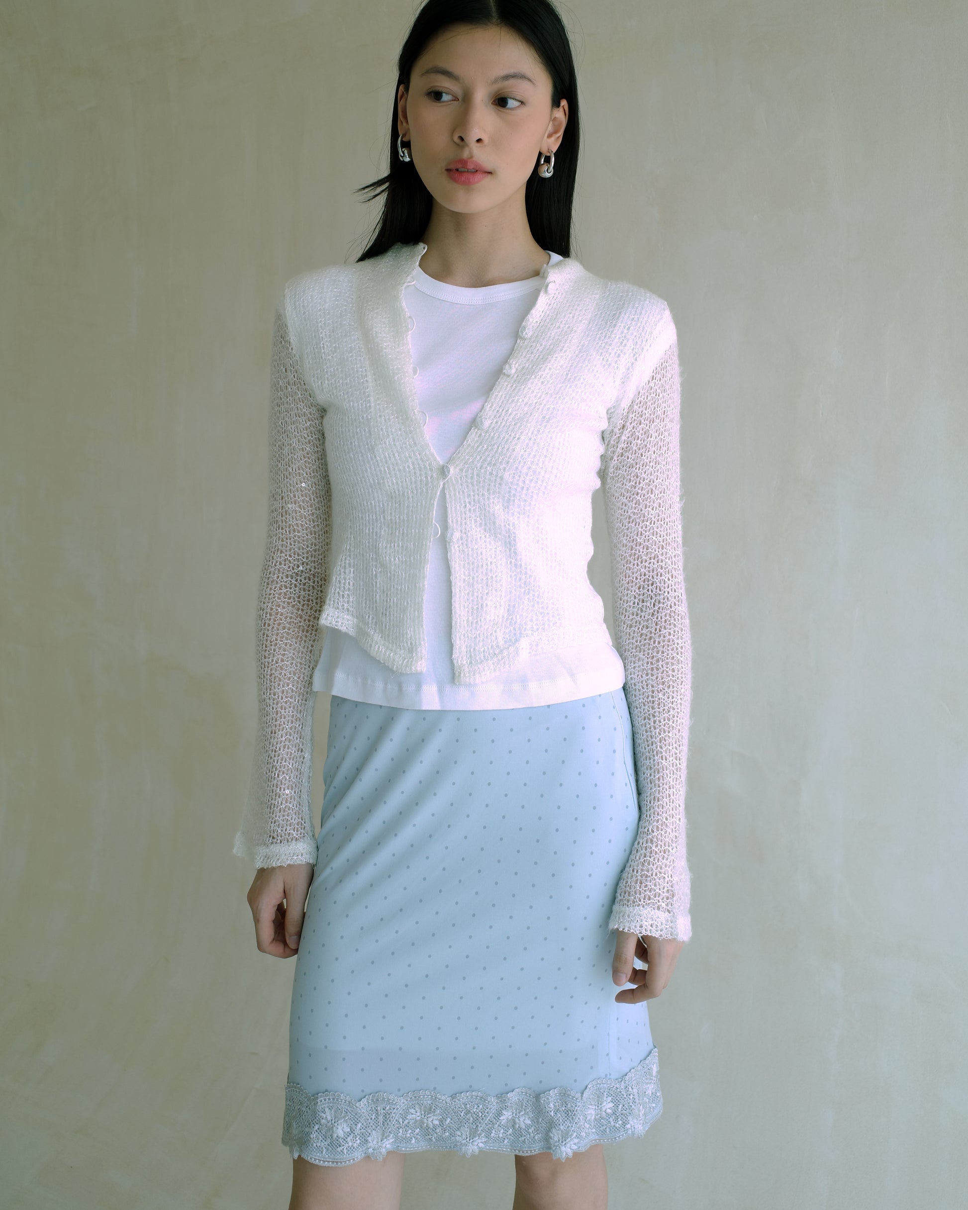 Mia Women's Cardigan in White Knit