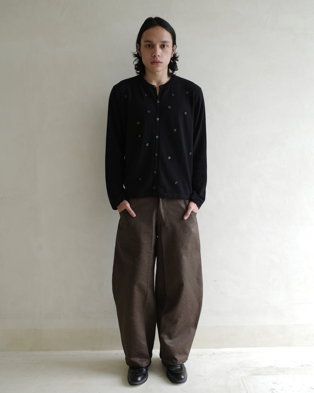 Balloon Pants in Dark Brown Jacquard
