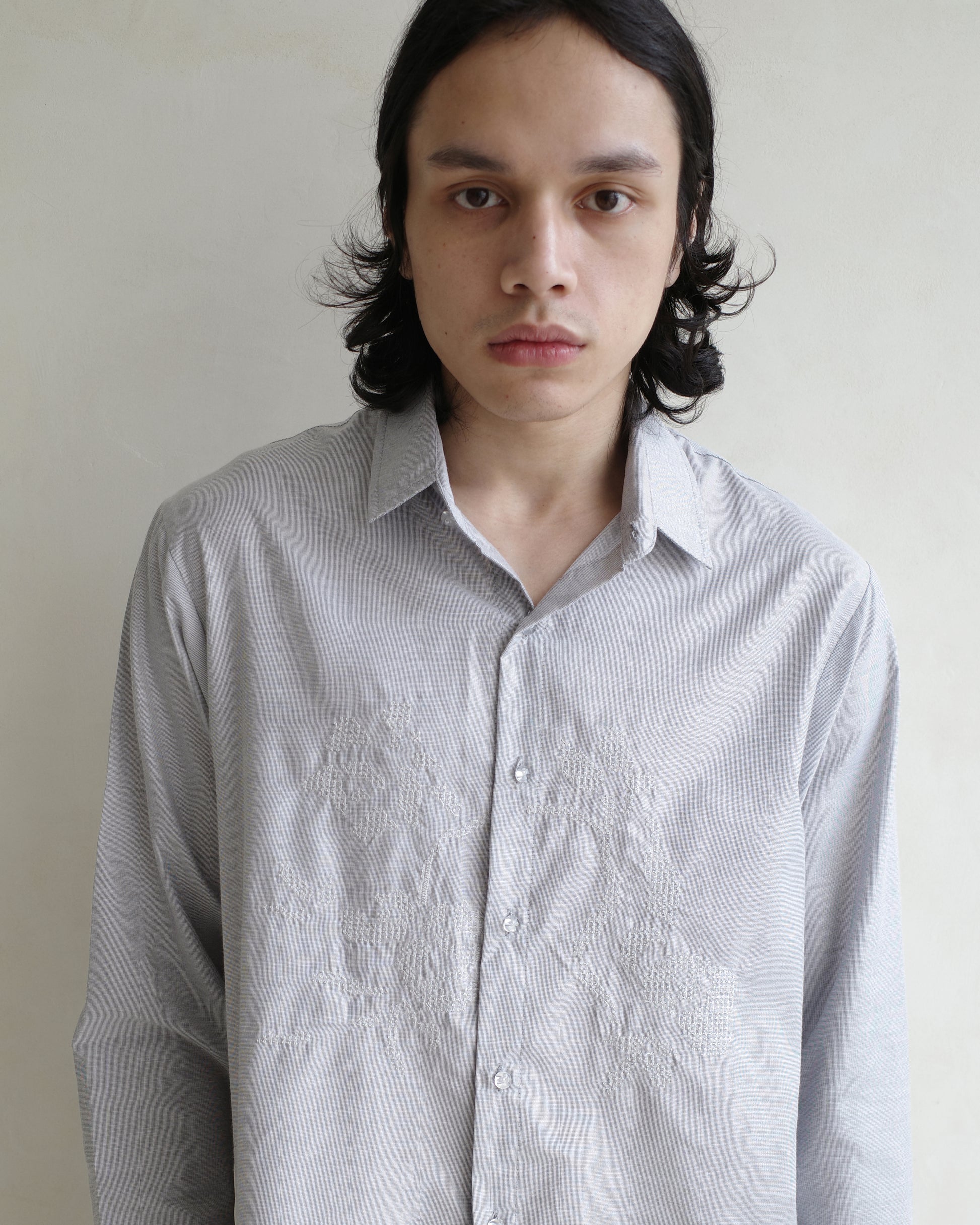Subtle Embroidery Grey Shirt