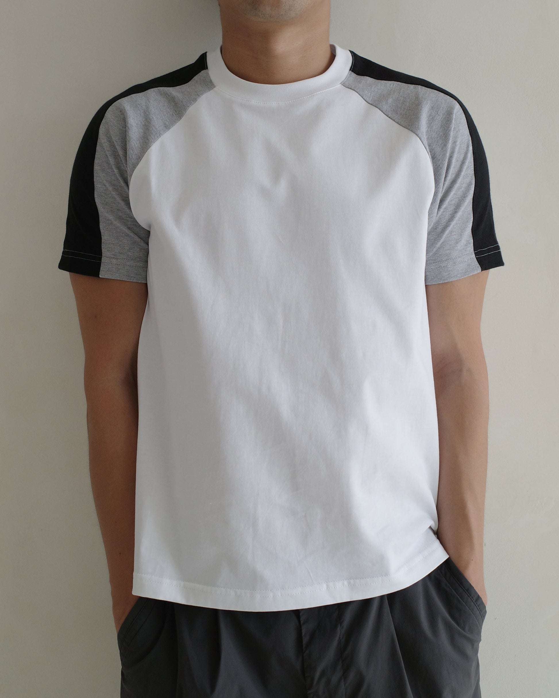 Paneled Raglan Tee in White
