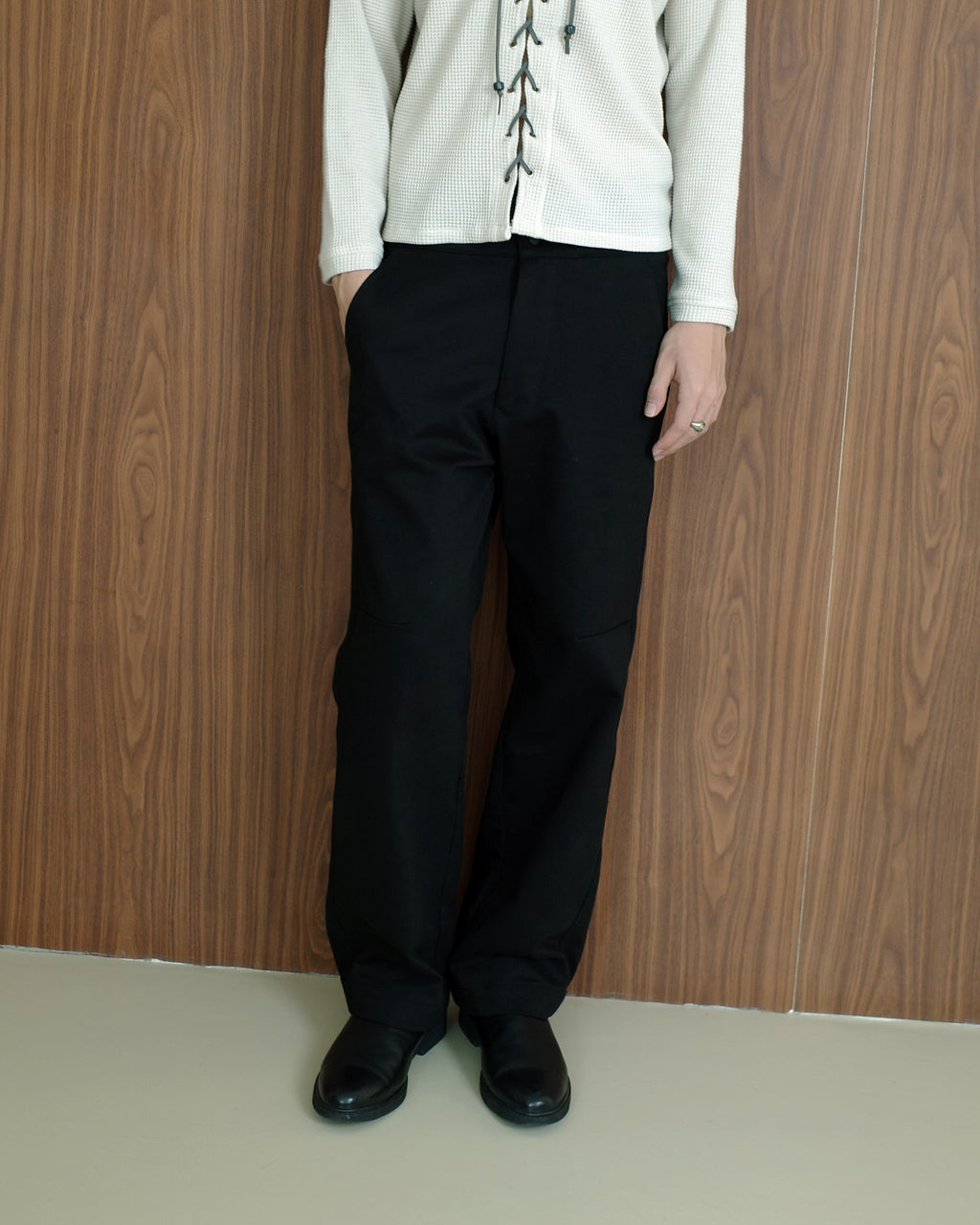Adjustable Hem Trousers in Black