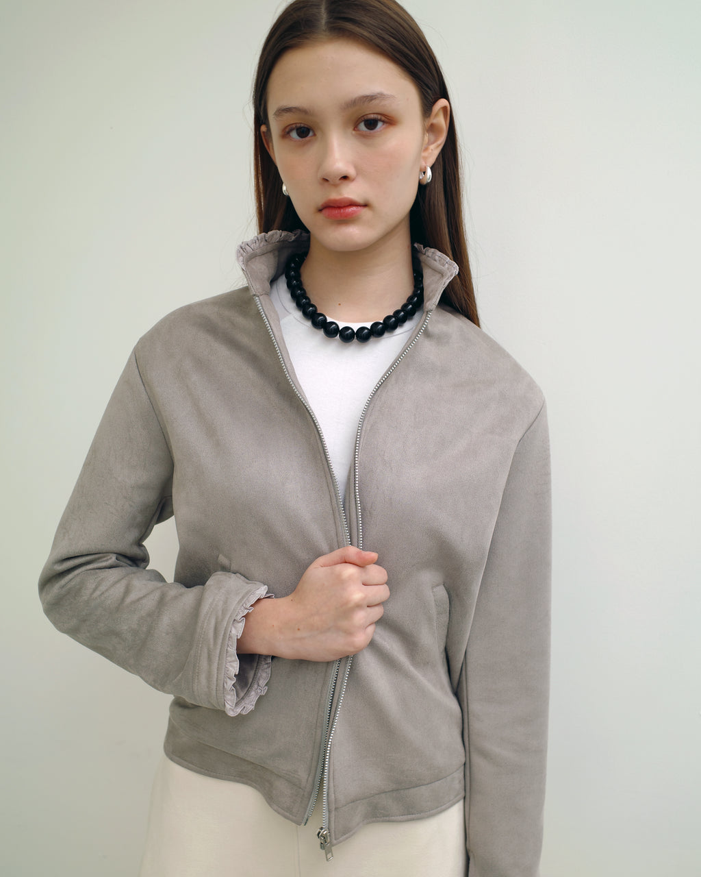 Roberto Suede Zip Jacket in Marble