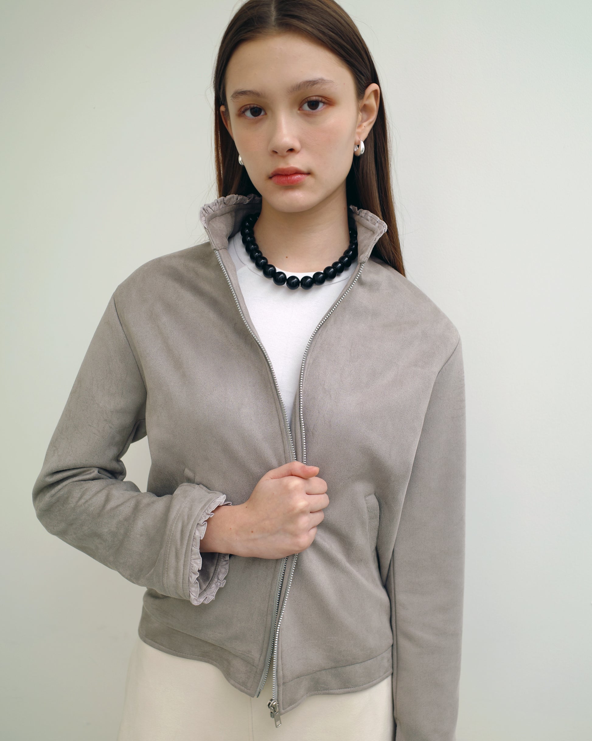 Roberto Suede Zip Jacket in Marble