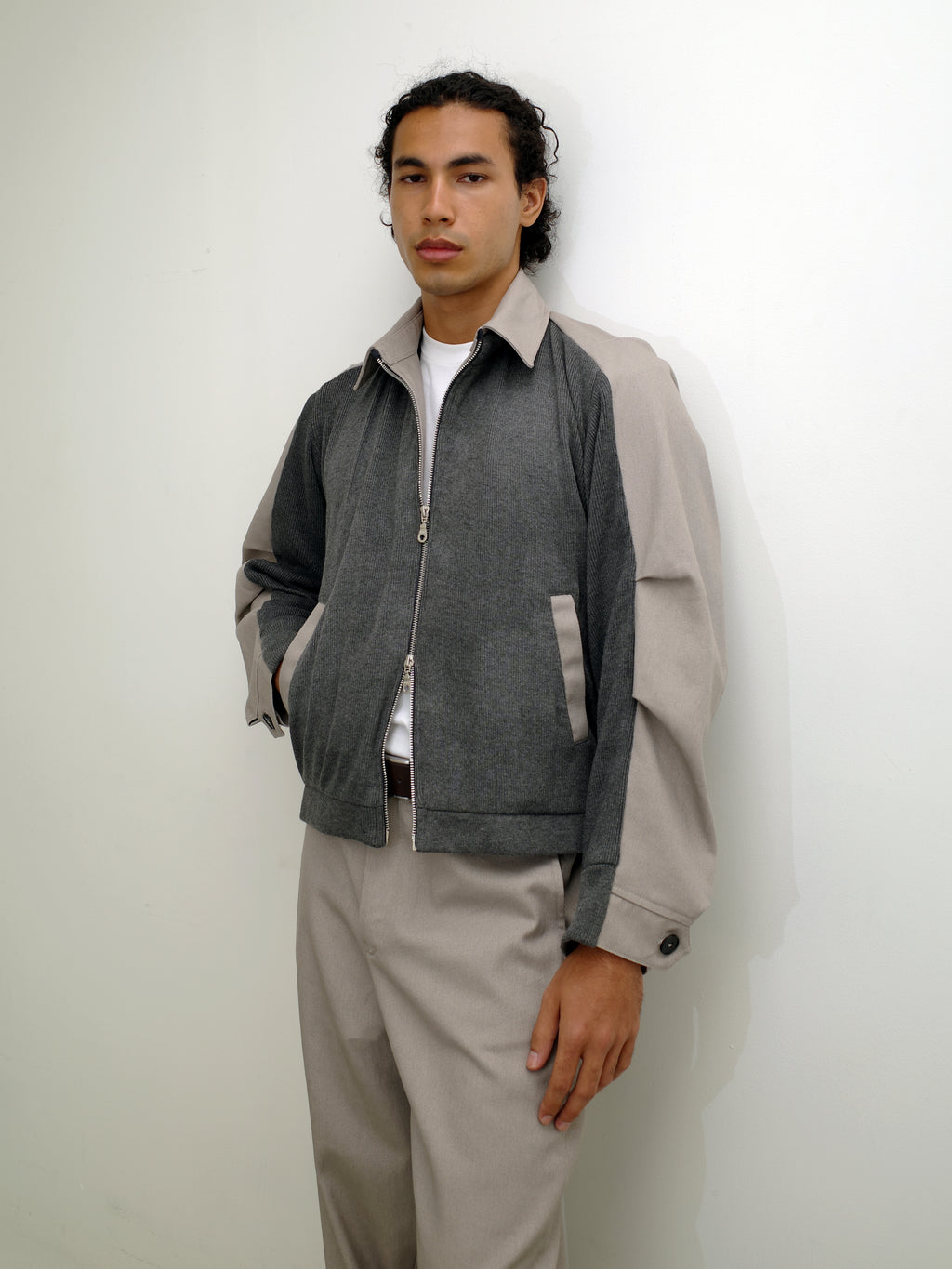 Half Knit Half Canvas Jacket
