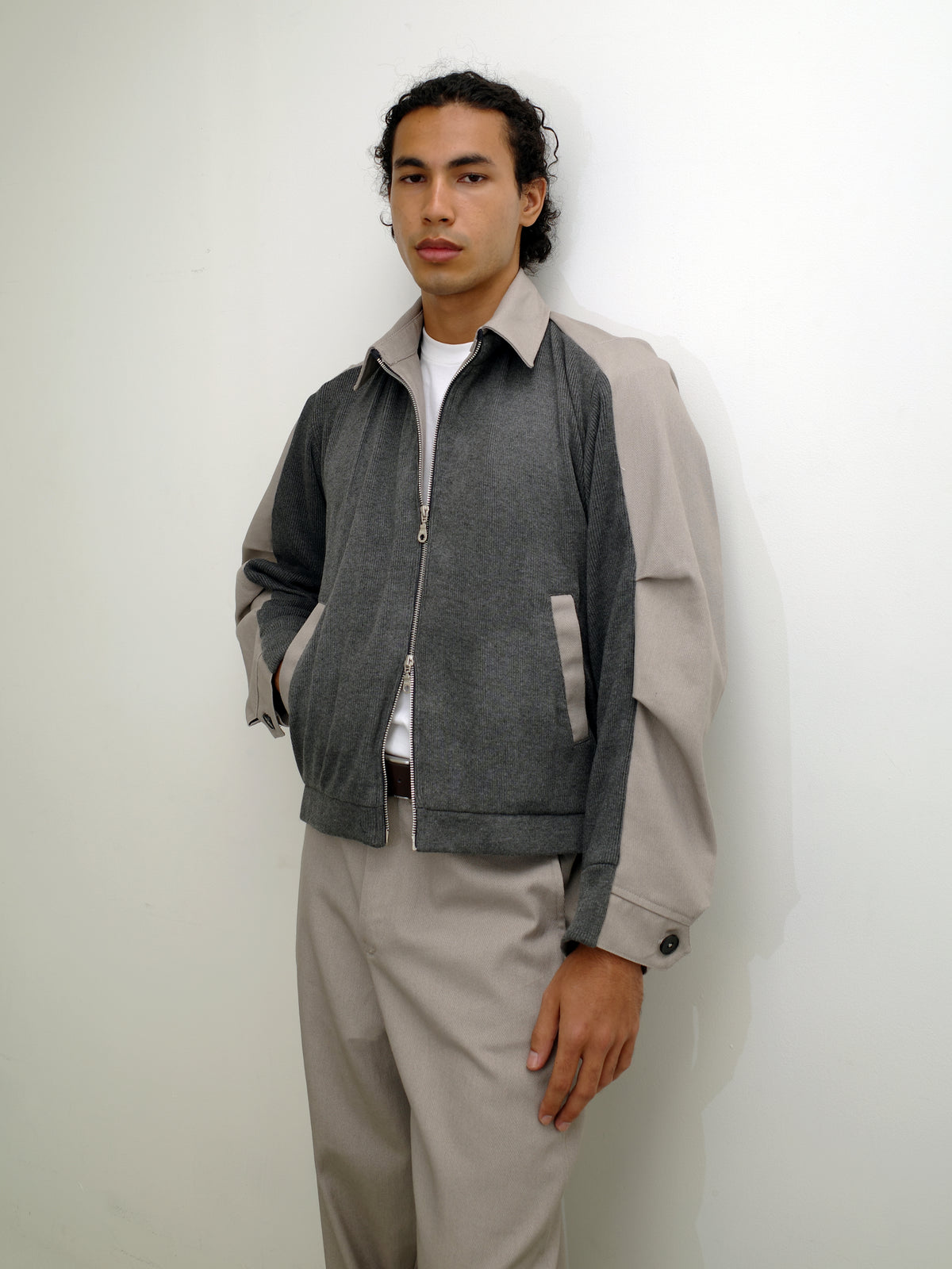 Half Knit Half Canvas Jacket